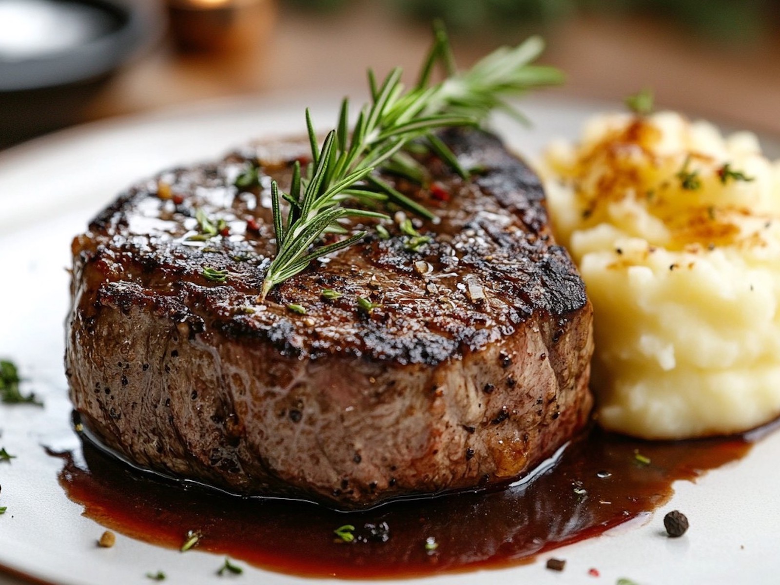 juicy rump steak medallion and mash