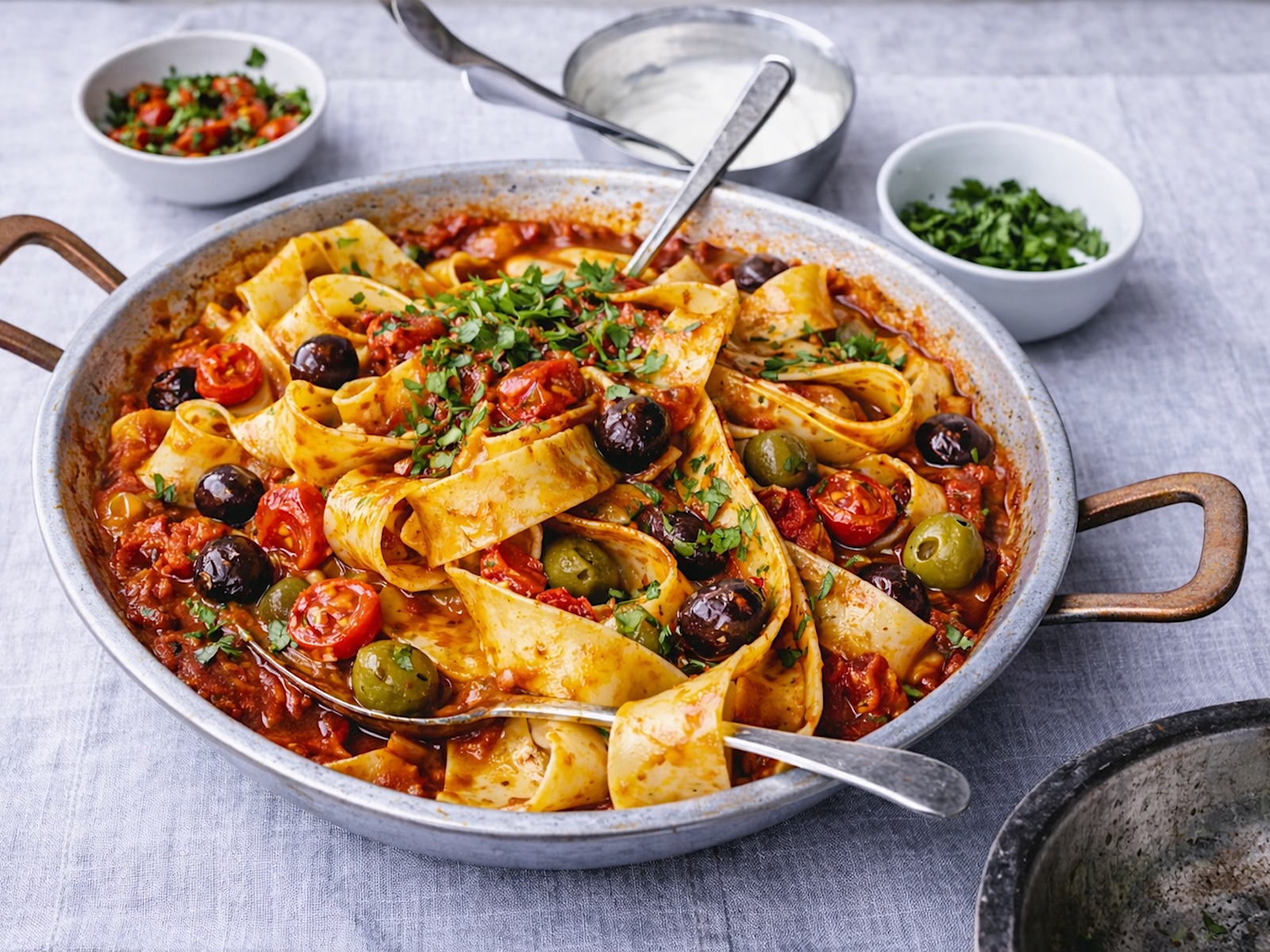 tomato and olive pappardelle