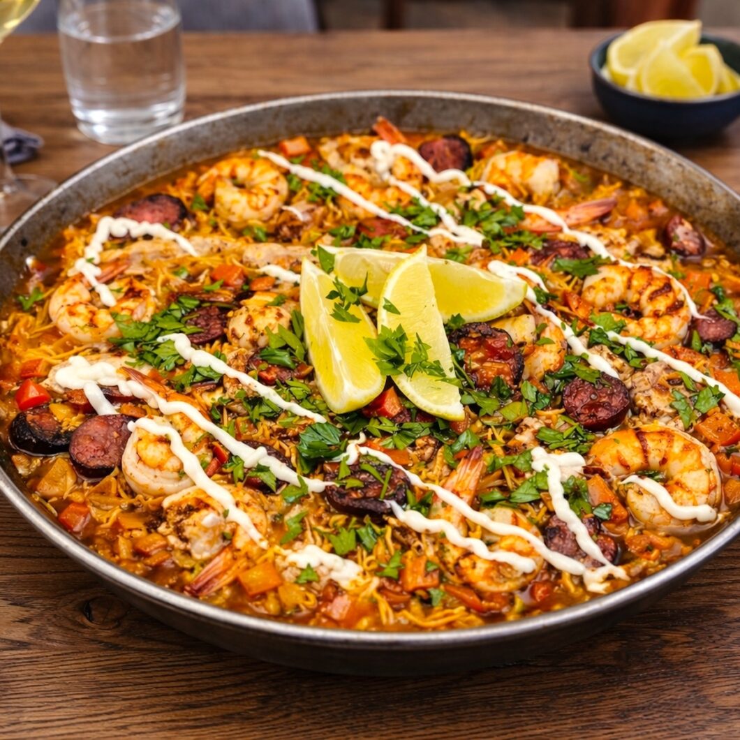 Fideuà With Chicken, Prawn & Chorizo